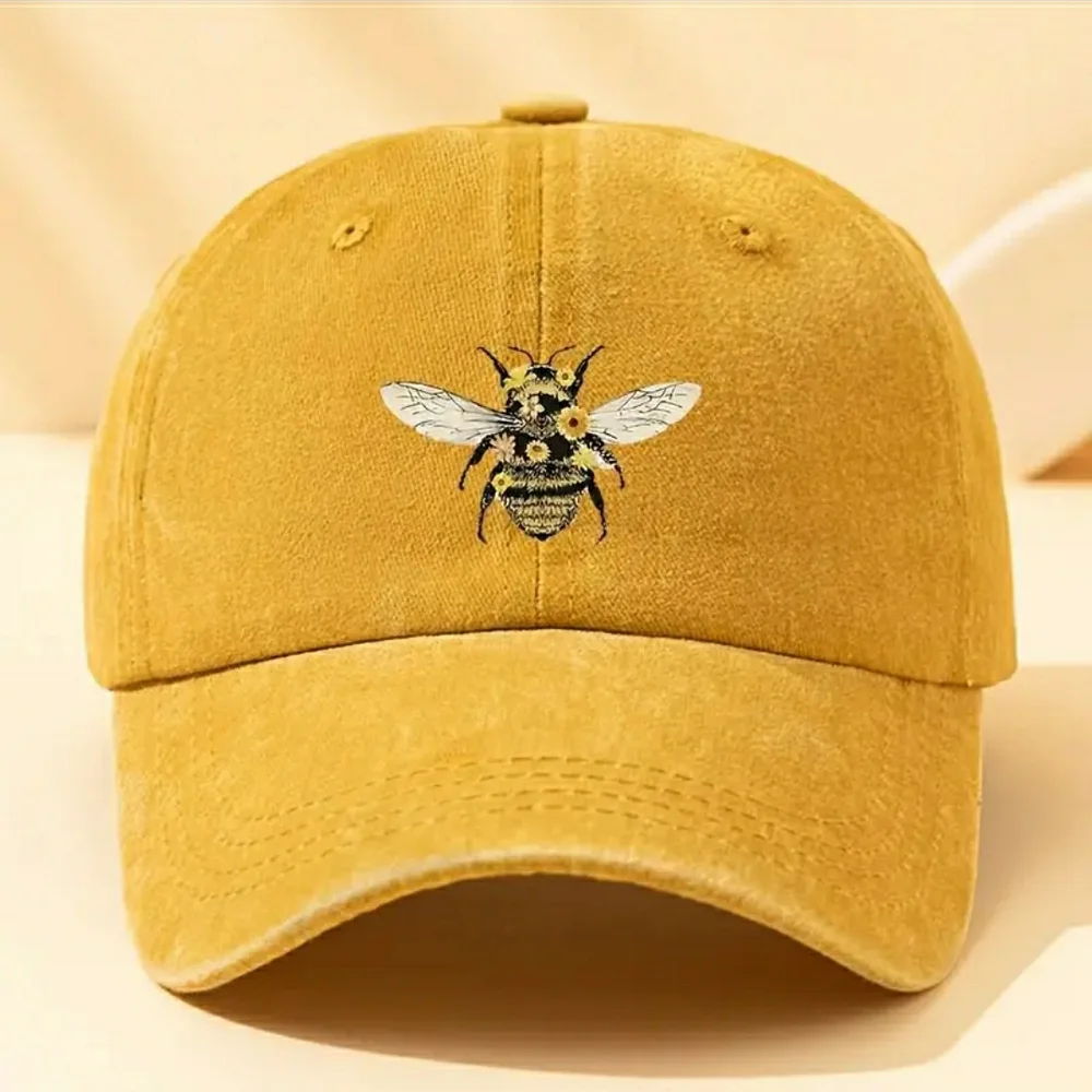 Mustard Yellow Honey Bee 🐝 Embroidered Baseball Cap